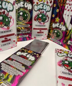 One Up Strawberries and Cream Mushroom Bar Experience a taste sensation like no other with our One Up Strawberries and Cream Mushroom Bar Crafted with the utmost care and using only the finest Belgian chocolate, this delectable chocolate bar is sure to captivate your senses and leave you craving for more. Our One Up Strawberries and Cream Mushroom Bars are made with a perfect blend of luscious strawberries, creamy goodness, and the unique touch of mushrooms. Each bite offers a harmonious balance of flavors that will transport you to a world of pure indulgence. We take pride in the quality of our ingredients. Our chocolate bars are meticulously crafted using premium Belgian chocolate, renowned for its smooth and velvety texture. The strawberries are carefully selected for their natural sweetness, and the cream adds a rich and creamy note to every bite. The addition of mushrooms gives this chocolate bar a unique twist, adding depth and earthiness to the overall flavor profile. Not only does our One Up Strawberries and Cream Mushroom Bar tantalize your taste buds, but it also offers several health benefits. The antioxidants present in strawberries help support a healthy immune system, while the mushrooms provide a natural source of vitamins and minerals. Additionally, the Belgian chocolate used in our bars contains high levels of cocoa, which is known for its potential cardiovascular benefits and mood-enhancing properties. When it comes to storage, our One Up Strawberries and Cream Mushroom Bars have a long shelf life. To preserve their exquisite taste and texture, we recommend storing them in a cool and dry place away from direct sunlight. This ensures that you can savor the deliciousness of these bars whenever you desire, without any compromise in quality. Indulge yourself or surprise someone special with our One Up Strawberries and Cream Mushroom Bars. With their irresistible flavor, premium ingredients, and health benefits, they are the perfect treat for any occasion. Order now from our official One Up Mushroom Bars online store and elevate your chocolate experience to new heights. One Up Mushroom Bars | Shroom Chocolate Bars: Health Benefits One Up Mushroom Bars are not just a treat for the palate; they also offer potential benefits for the mind and spirit. Magic mushrooms have long been associated with spiritual and introspective experiences, and when combined with the pleasure of indulging in chocolate, they create a truly magical journey. The carefully dosed infusion of magic mushrooms ensures a balanced and consistent experience with each shroom chocolate bar. Available exclusively here at the official One Up Bars website, these extraordinary chocolate bars invite you to embark on a voyage of self-discovery and sensory delight. The online store guarantees the authenticity and quality of every bar, ensuring that your experience with One Up Mushroom Bars is nothing short of exceptional. As you explore the range of flavors and doses available, you can rest assured that each bar has been crafted with utmost care and precision. One Up understands the importance of providing a safe and reliable product, adhering to the highest standards of quality and purity. Whether you are a connoisseur of chocolate, a seeker of spiritual exploration, or simply someone in search of a unique and memorable experience, One Up Mushroom Bars will undoubtedly leave an indelible mark. Elevate your senses, awaken your curiosity, and embark on a remarkable journey with One Up Mushroom Bars.